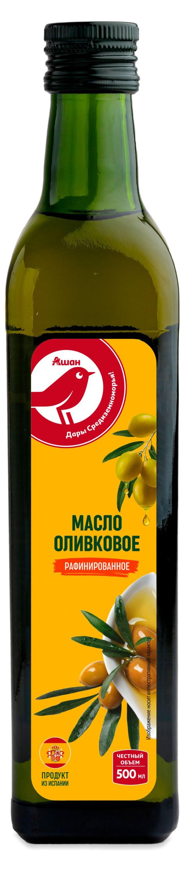 Масло оливковое АШАН Красная птица рафинированное Испания, 0,5 л