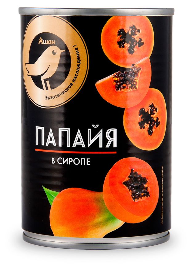 Папайя АШАН Золотая птица консервированная 425 г 170₽