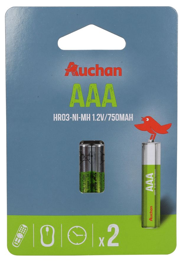 Батарейка акккумуляторная АШАН Красная птица HR03 750мАч 2 шт 229₽