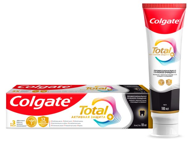 Зубная паста Colgate Total 12 Профессиональная Глубокое Очищение с древесным углем, 100 мл