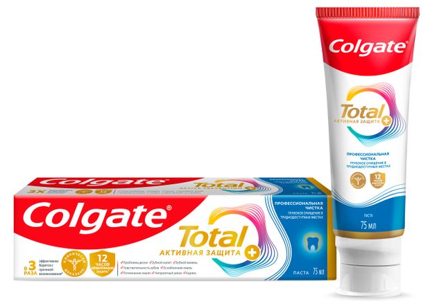 Зубная паста комплексная антибактериальная Colgate Total 12 Профессиональная Чистка, 75 мл