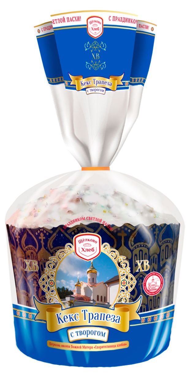 Кулич пасхальный Щелковохлеб Кекс Трапеза с творогом, 350 г