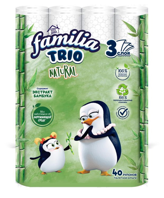 Туалетная бумага Familia Trio трёхслойная 40 рулонов 900₽