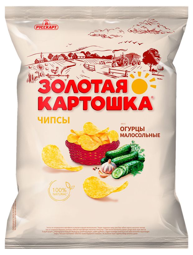Чипсы картофельные Русскарт Золотая картошка огурцы малосольные, 120 г