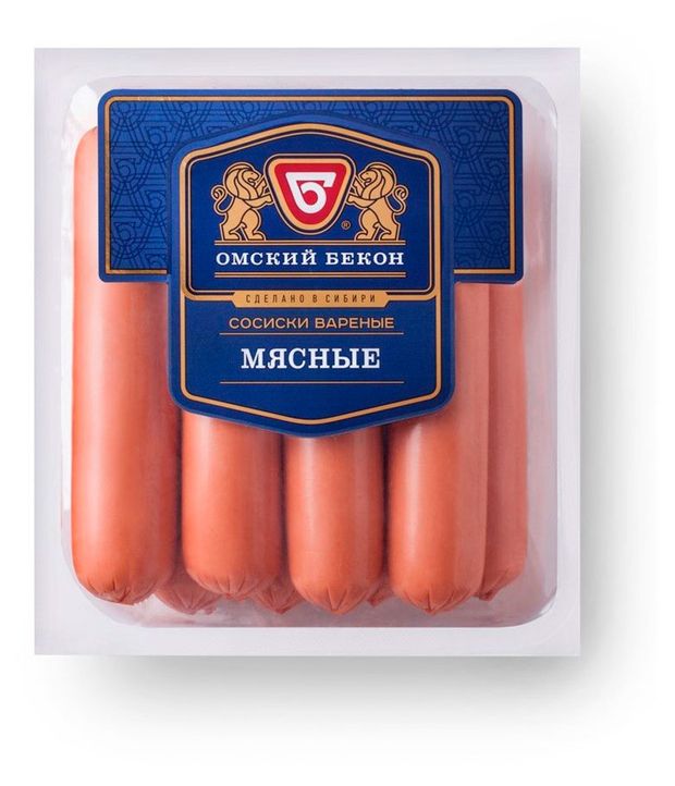 Сосиски Омский Бекон Мясные, ~ 1,5 кг