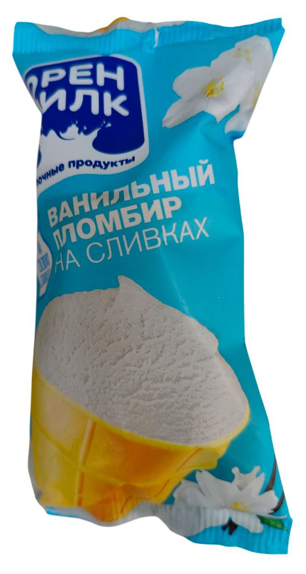 Мороженое пломбир Оренмилк на сливках ванильный в вафельном стаканчике 13% БЗМЖ, 70 г
