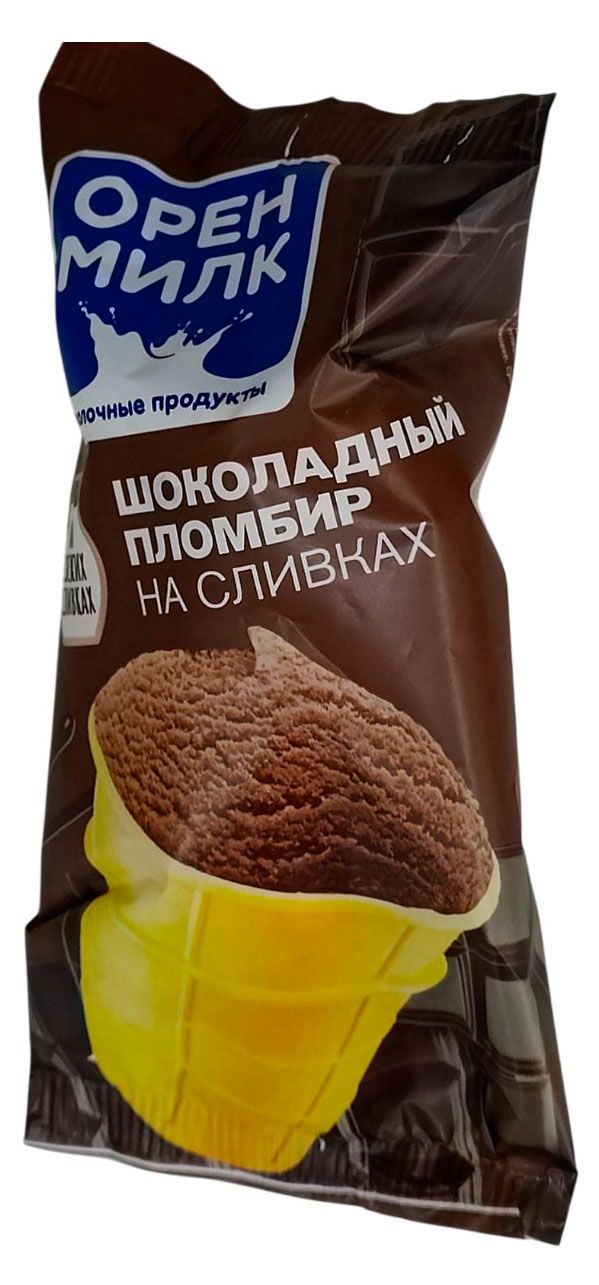 Мороженое пломбир Оренмилк на сливках шоколадный в вафельном стаканчике 13% БЗМЖ, 70 г