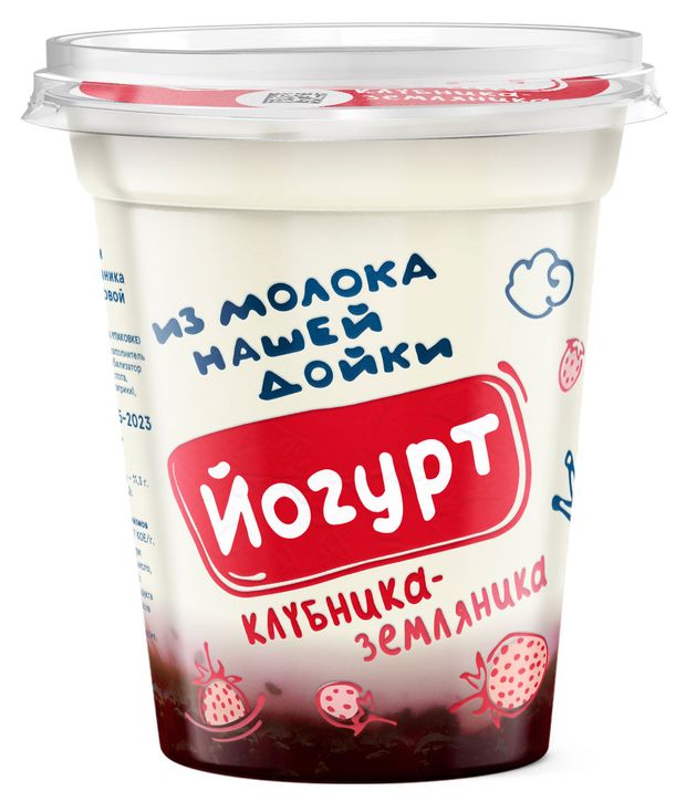 Йогурт Из молока Нашей дойки клубника-земляника 3,2-6% БЗМЖ, 330 г