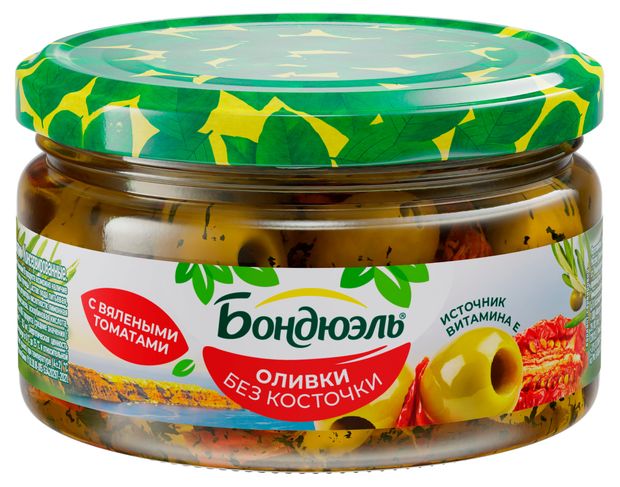 Оливки Бондюэль с вялеными томатами без косточки, 200 г