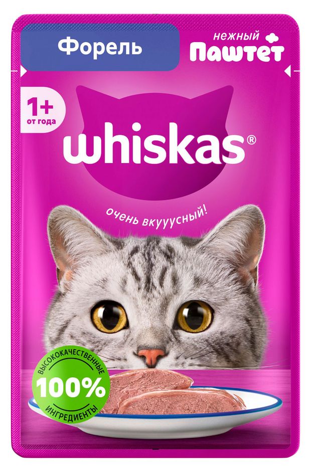 Влажный корм для кошек Whiskas Паштет из форели, 75 г
