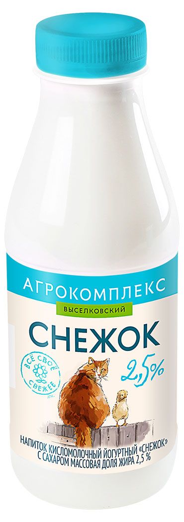 Напиток кисломолочный Снежок Агрокомплекс Выселковский охлажденный 2,5% БЗМЖ, 400 г