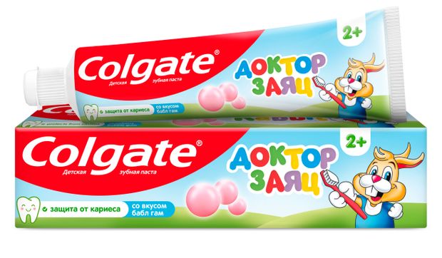 Зубная паста детская Colgate Доктор заяц Вкус жвачки защита от кариеса, с фторидом, 50 мл