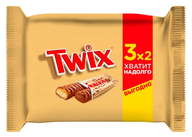 Батончик шоколадный TWIX с карамелью и печеньем, 3 шт x 55 г