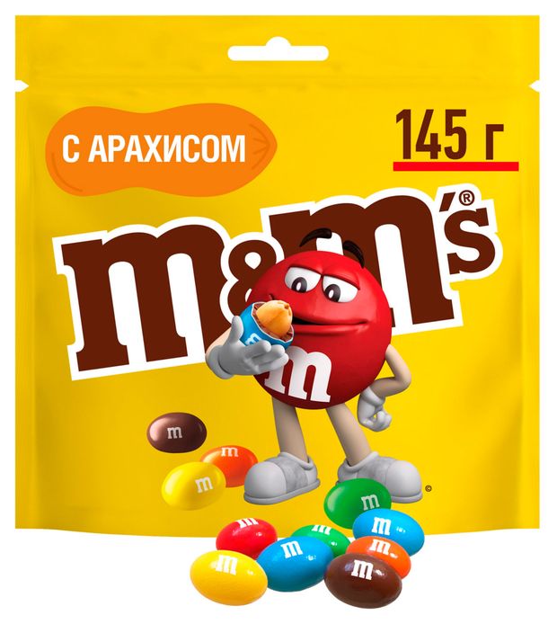 Конфеты M&M's Драже драже с арахисом и молочным шоколадом для компании, 145 г