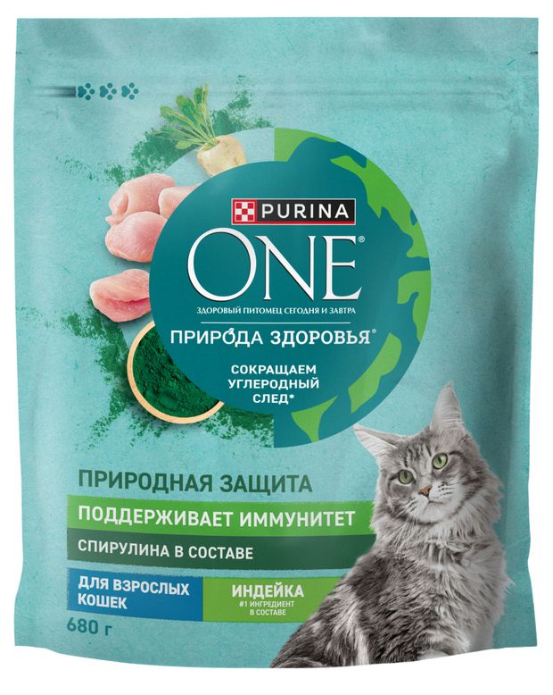 Сухой корм для кошек Purina ONE Природа здоровья с индейкой, 680 г