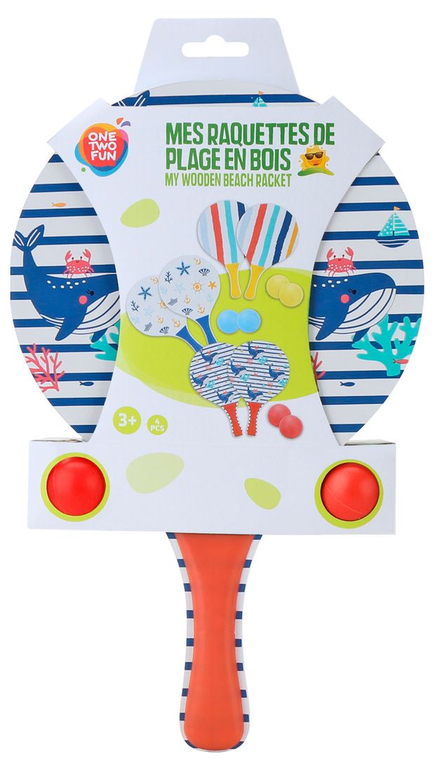 Набор для пляжного тенниса ONE TWO FUN деревянный, в ассортименте
