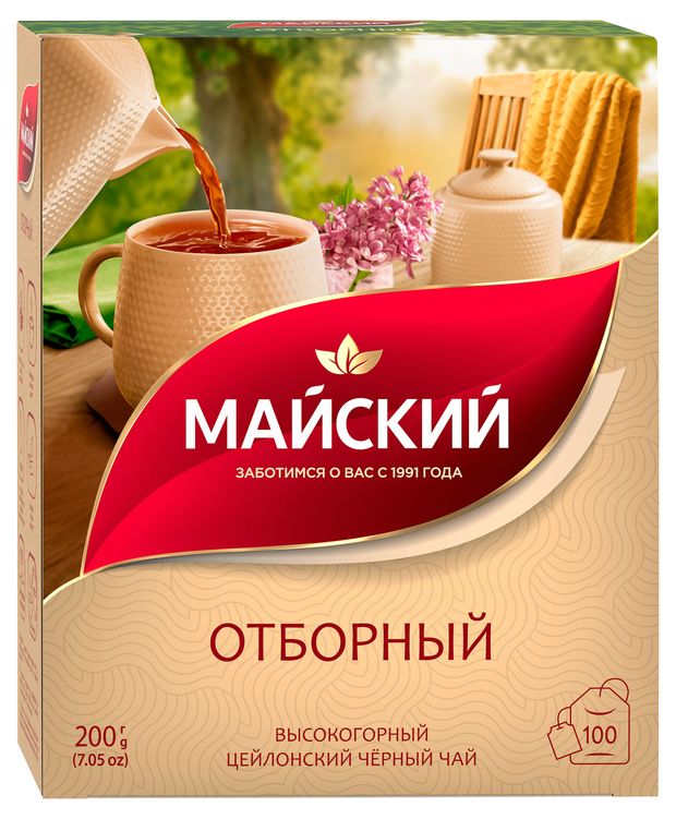 Чай черный Майский Отборный в пакетиках, 100х2 г