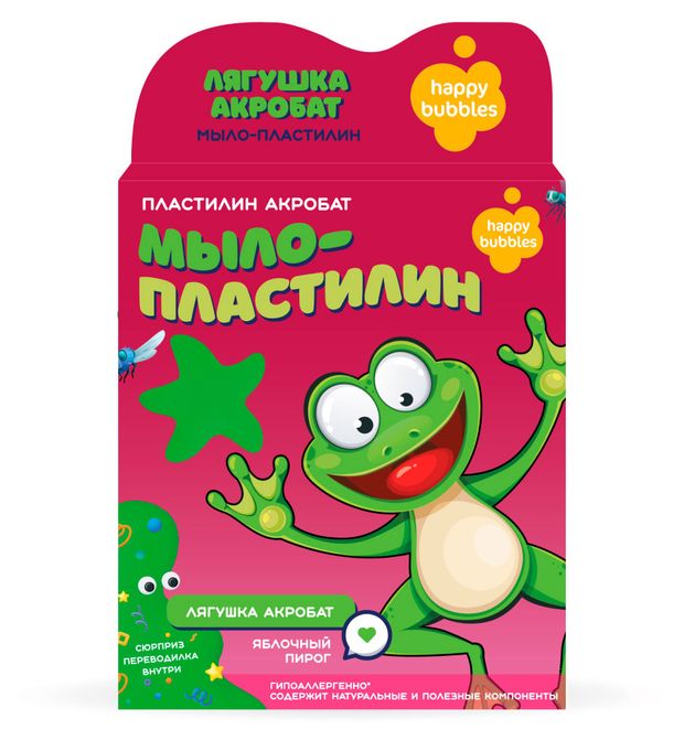 Мыло-пластилин HAPPY BUBBLES Лягушка-акробат, 35 г