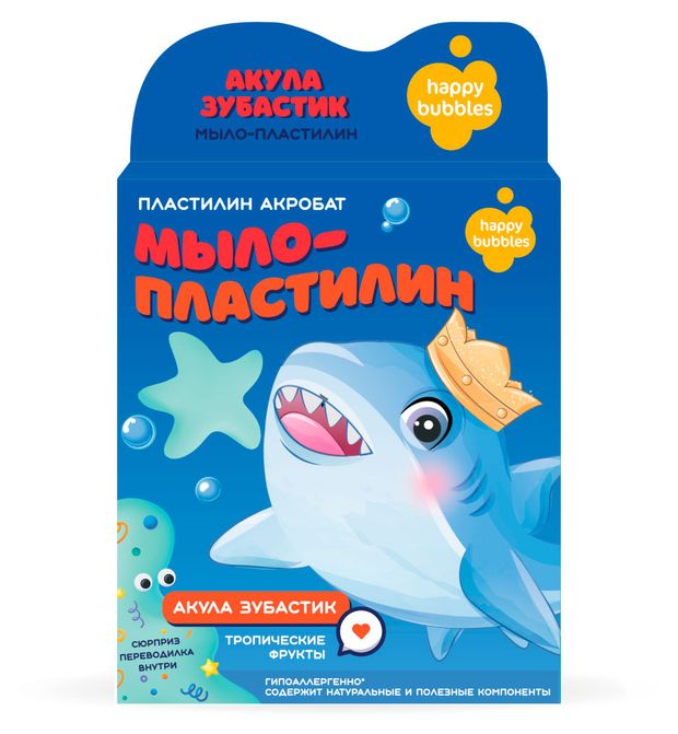 Мыло-пластилин HAPPY BUBBLES Акула Зубастик, 35 г