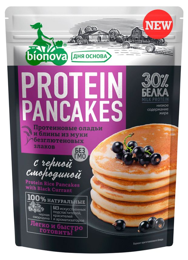 Смесь для приготовления протеиновых блинов Bionova с черной смородиной 350 г 309₽