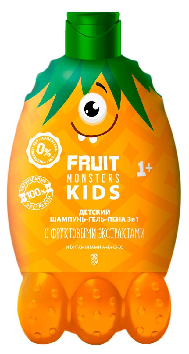 Шампунь-гель-пена детский Фрутомонстры 3 в 1 Ананас, 400 мл