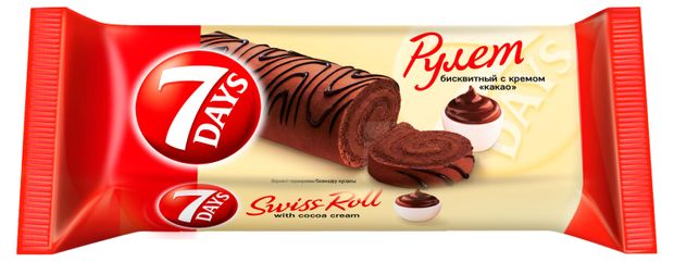 Рулет бисквитный 7Days с кремом какао 200 г 175₽