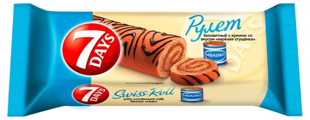 Рулет бисквитный 7Days с кремом со вкусом вареная сгущенка 200 г 175₽