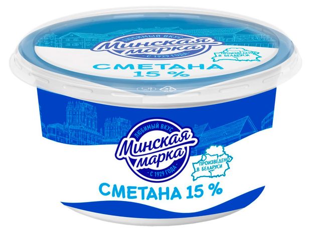 Сметана Минская марка 15% БЗМЖ, 180 г