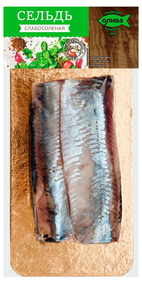 Сельдь слабосоленая Олива тушка без кожи, 280 г