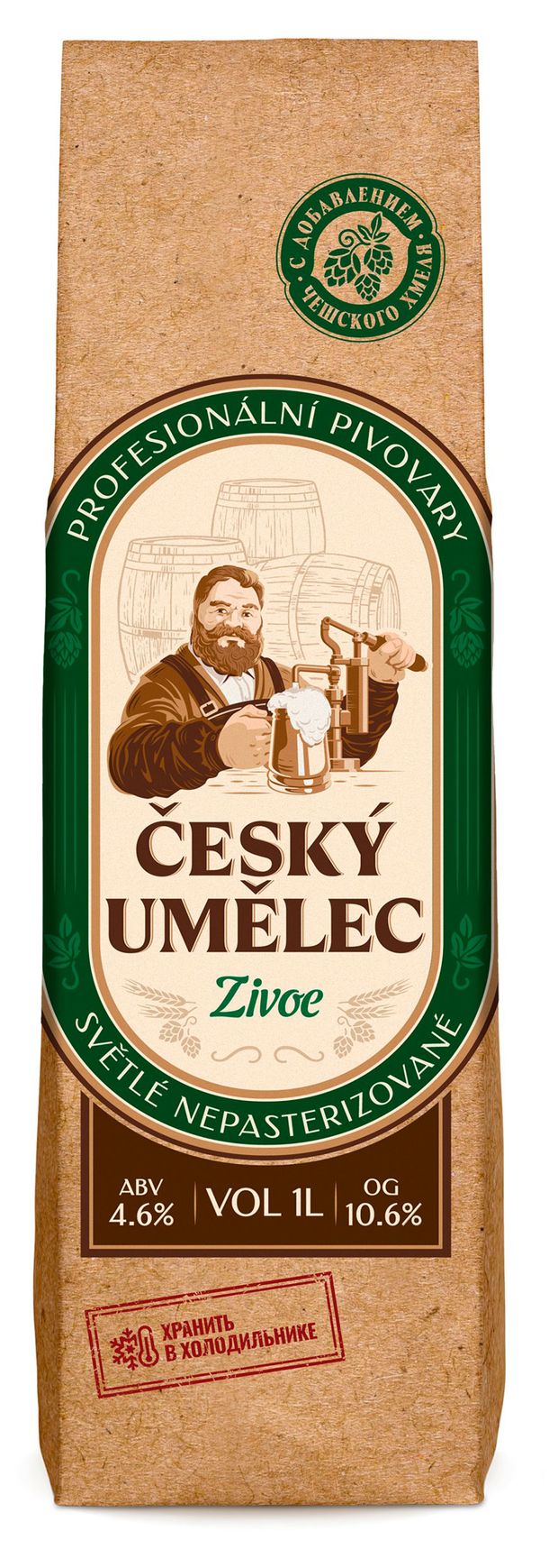 Пиво Чешской умелец Живое светлое непастеризованное, 1 л