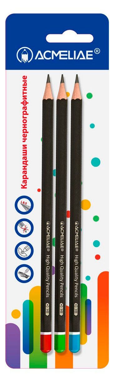 Карандаш чернографитовый ACMELIAE HB 3 шт 70₽