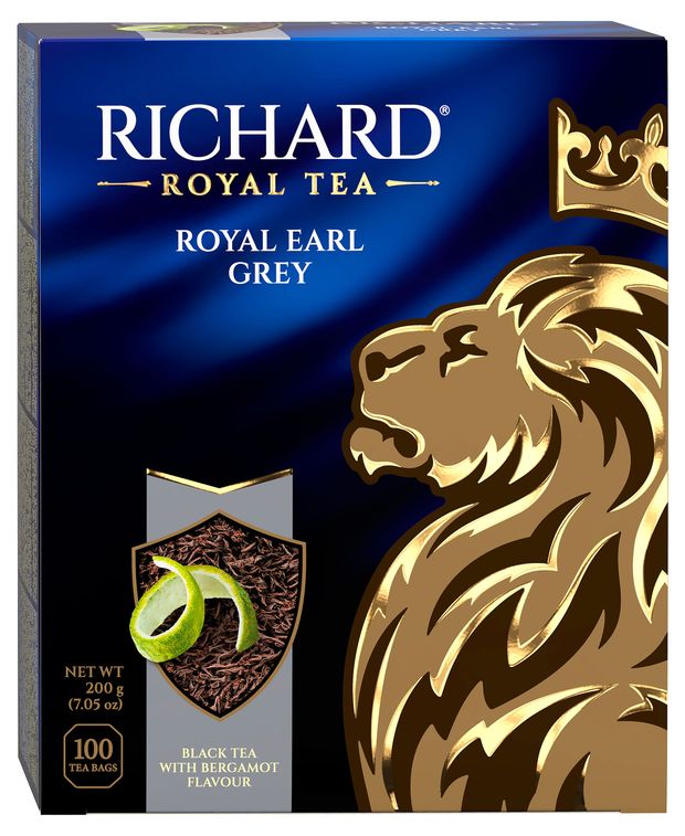 Чай черный Richard Royal Earl Grey с бергамотом в пакетиках, 100х2 г