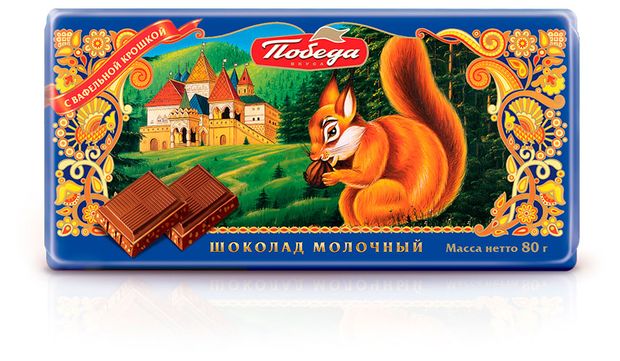 Шоколад молочный Победа вкуса с вафельной крошкой, 80 г