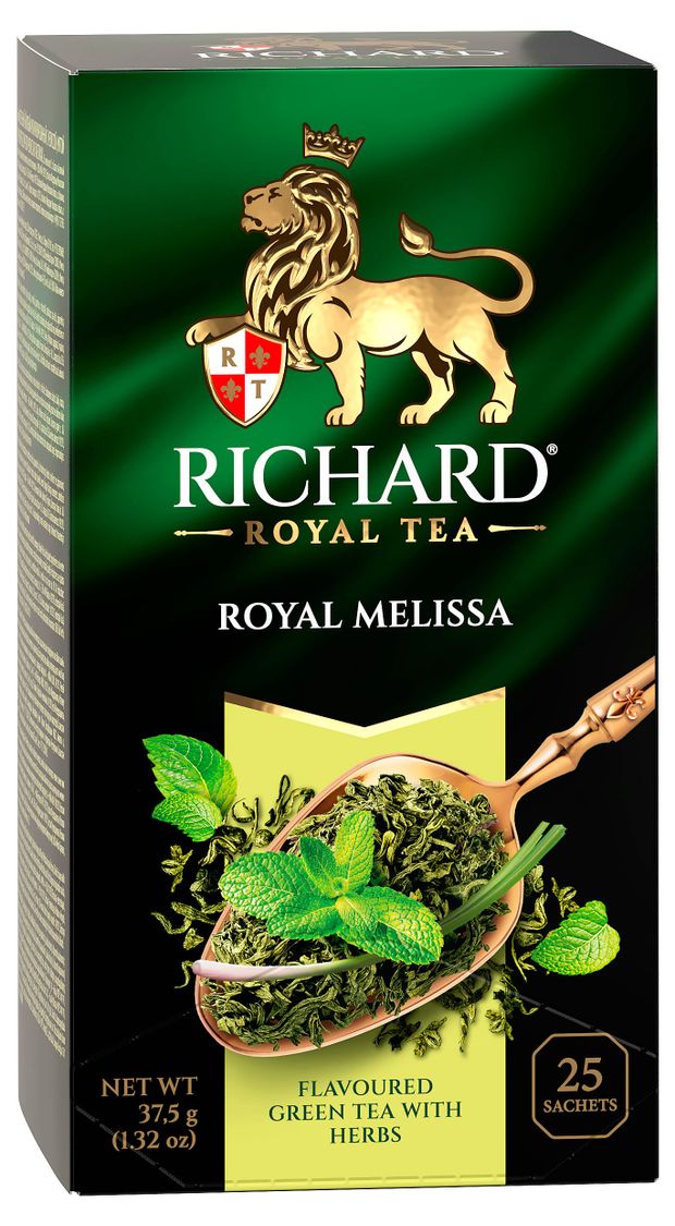 Чай зеленый Richard Royal Melissa с мелиссой в пакетиках, 25х2 г