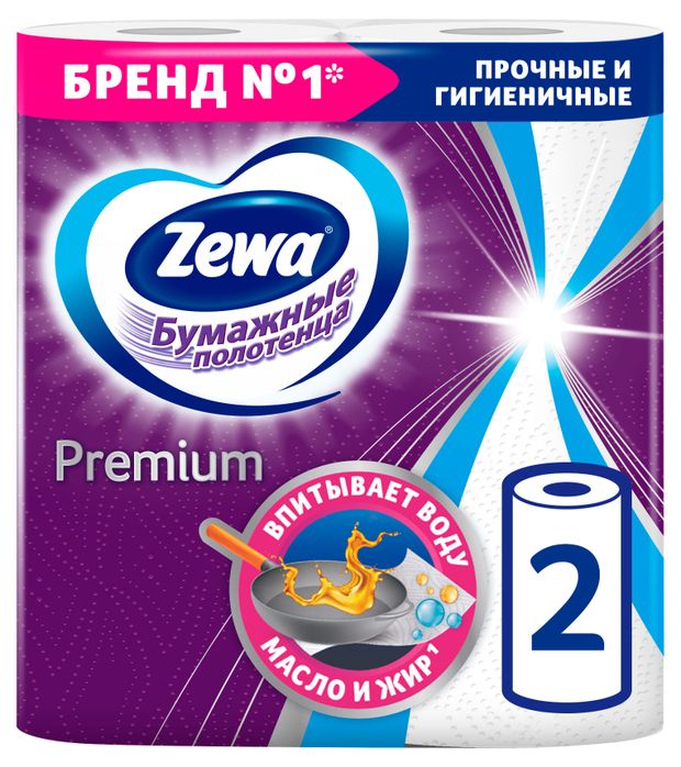Бумажные полотенца Zewa Premium, 2 рулона