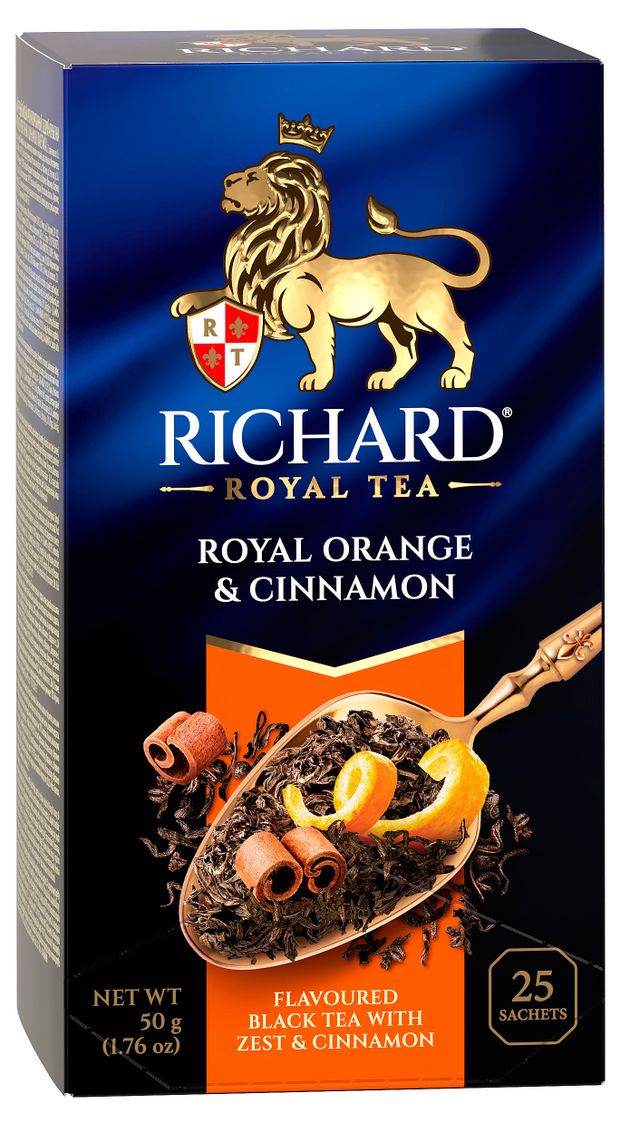 Чай черный Richard Royal Orange Cinnamon с корицей и апельсином 25x2 г 100₽