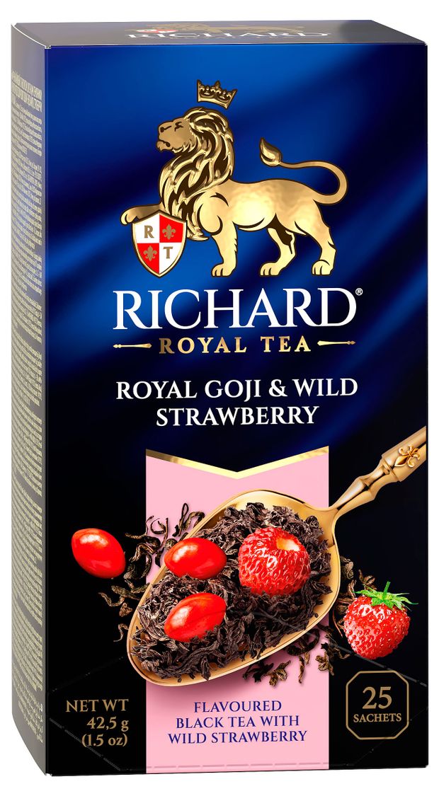 Чай черный Richard Royal Goji amp Wild Strawberry ароматизированный 25 пакетиков 100₽