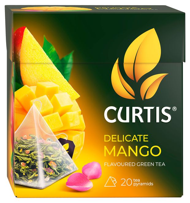 Чай зеленый Curtis Delicate Mango в пирамидках, 20х1.8 г