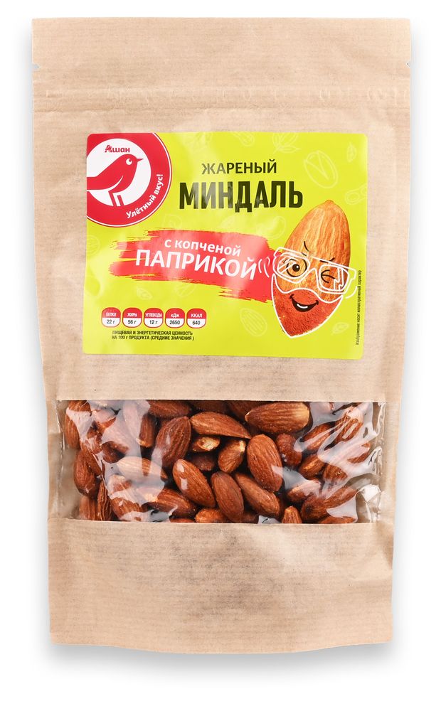 Миндаль АШАН Красная птица жареный с копченой паприкой 150 г 340₽