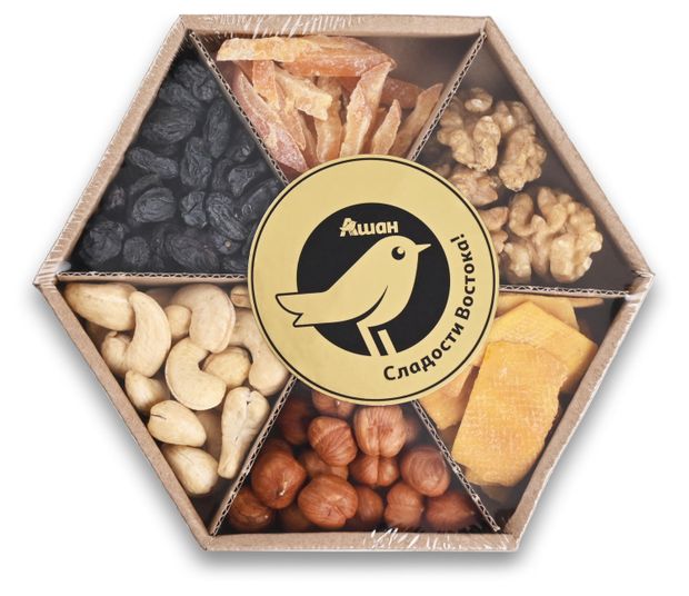 Ассорти из орехов и сухофруктов АШАН Золотая птица 2 190 г 290₽