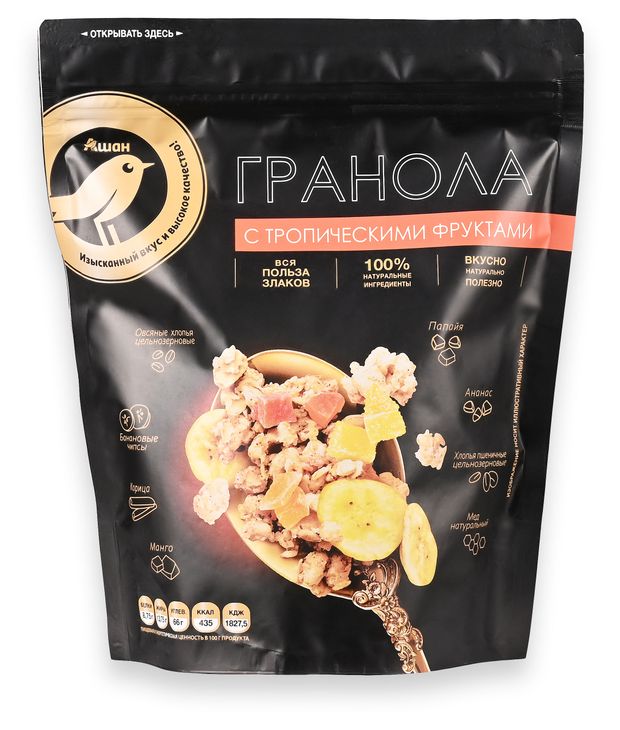 Гранола АШАН Золотая птица с тропическими фруктами 280 г 250₽