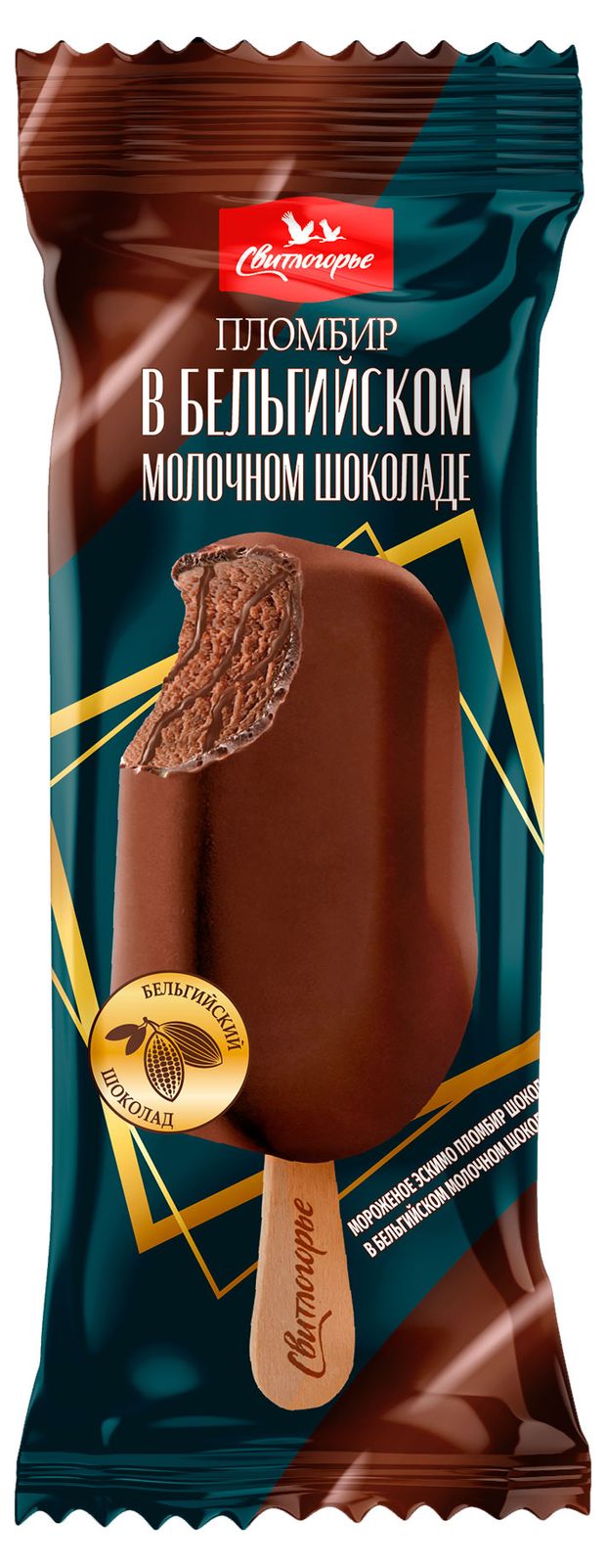 Мороженое пломбир Свитлогорье Эскимо с наполнителем Джамока в бельгийском молочном шоколаде 65 г 105₽