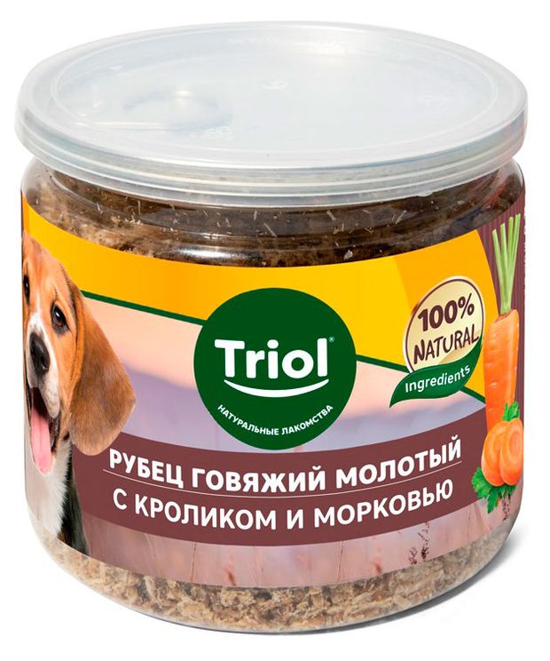 Аппетитная приправа для собак Triol из говяжьего рубца с кроликом и морковью, 100 г