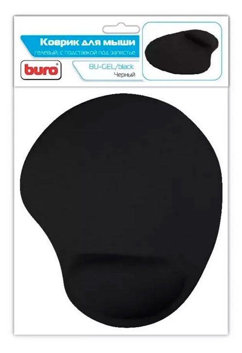 Коврик для мыши BURO BU-GEL с гелевой подушкой серый, 21х30 см