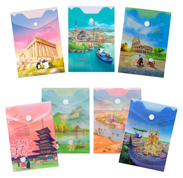 Папка-конверт Flexoffice География A6 с кнопкой в ассортименте 20₽