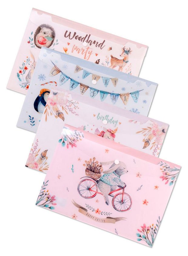 Папка-конверт Flexoffice А4 с кнопкой в ассортименте