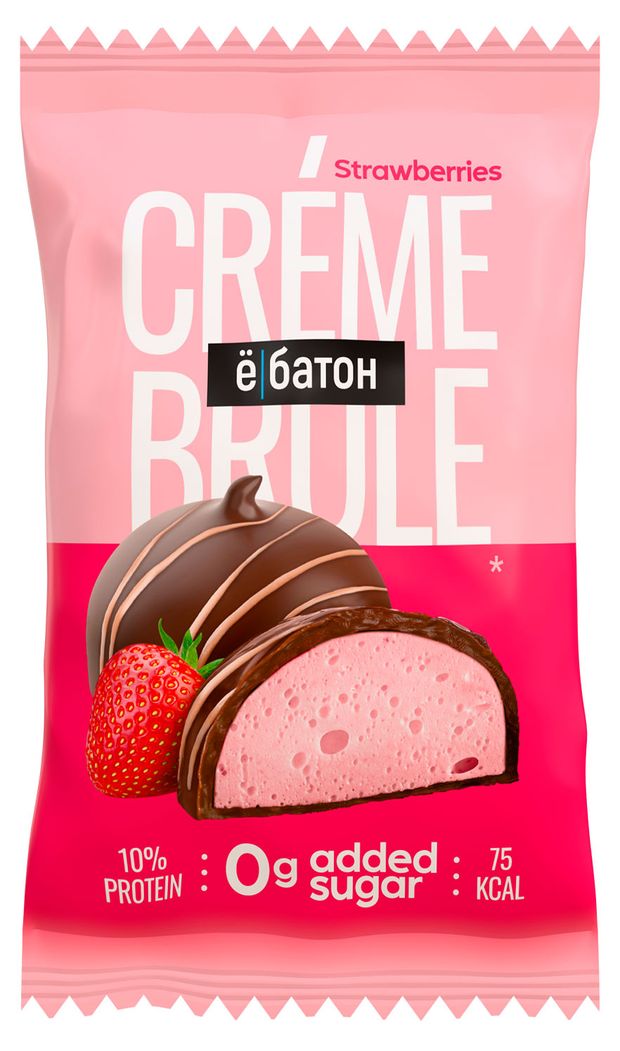 Десерт протеиновый Ёбатон Crme Brule клубника, 35 г