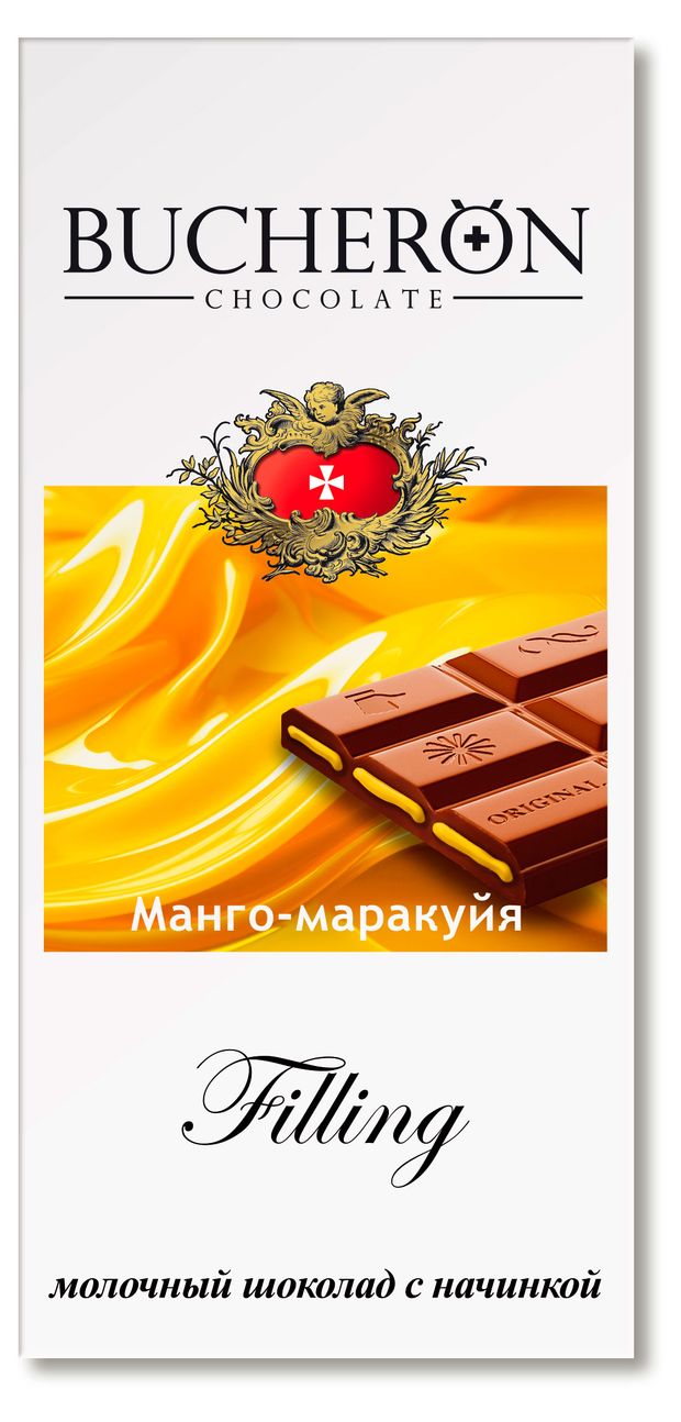 Шоколад молочный BUCHERON Filling с начинкой манго-маракуйя, 85 г