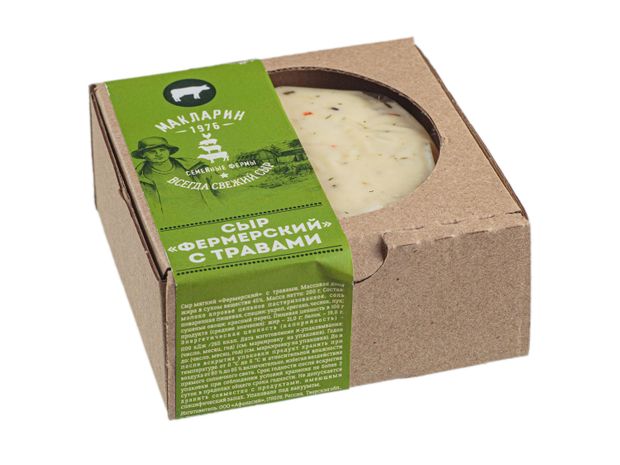 Сыр мягкий Фермерский Макларин с травами 45% БЗМЖ, 200 г