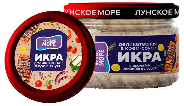 Рыба, икра, морепродукты  Ашан Икра мойвы деликатесная Лунское море в крем-соусе с ароматом копченого лосося, 170 г